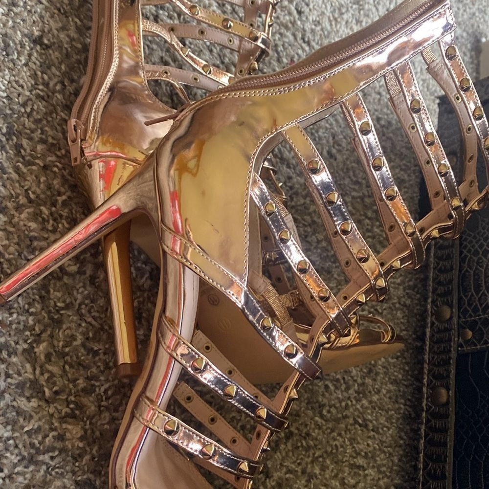 Copper Gladiator sandal Heeled Boots shiny & Fancy size 11 - Picture 7 of 8
